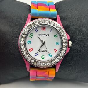 Geneva Multi-colored Hourly Dial Women’s Watch New Battery